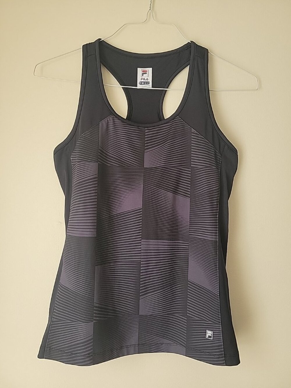 Fila tank top Core Racerback Printed tennis Team black bra top Sz Medium